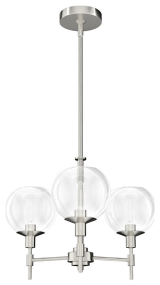 Xidane Brushed Nickel, Clear Glass 3 Light Chandelier Light