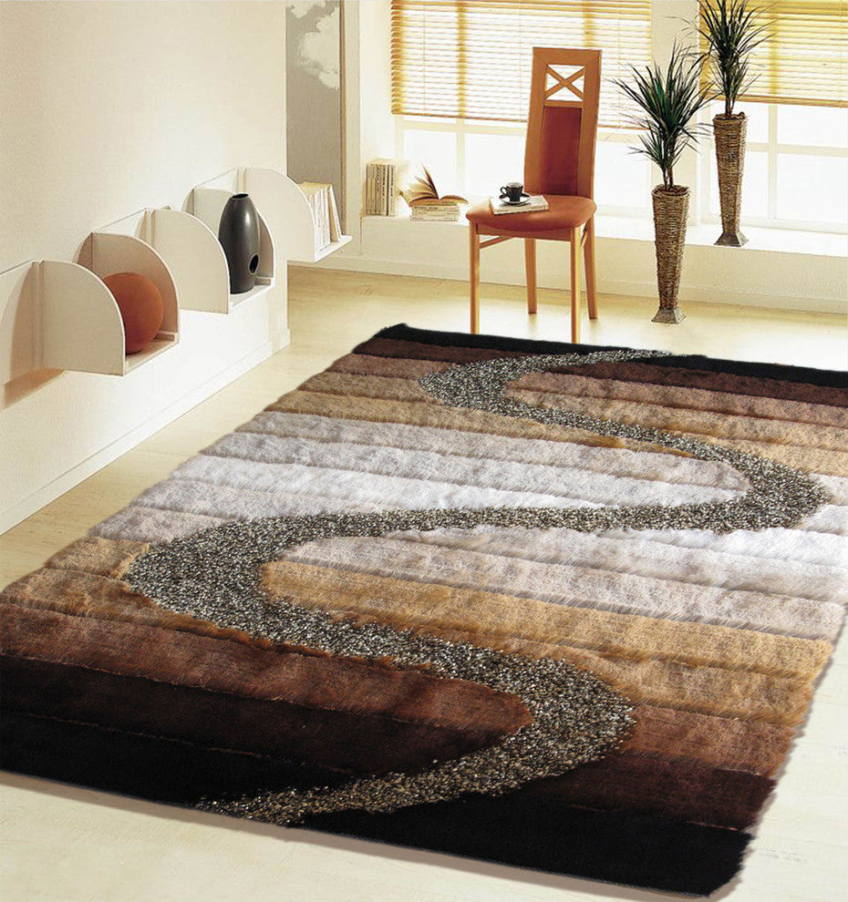 4'x6' Shaggy Brown Area Rug For Indoor Bedroom