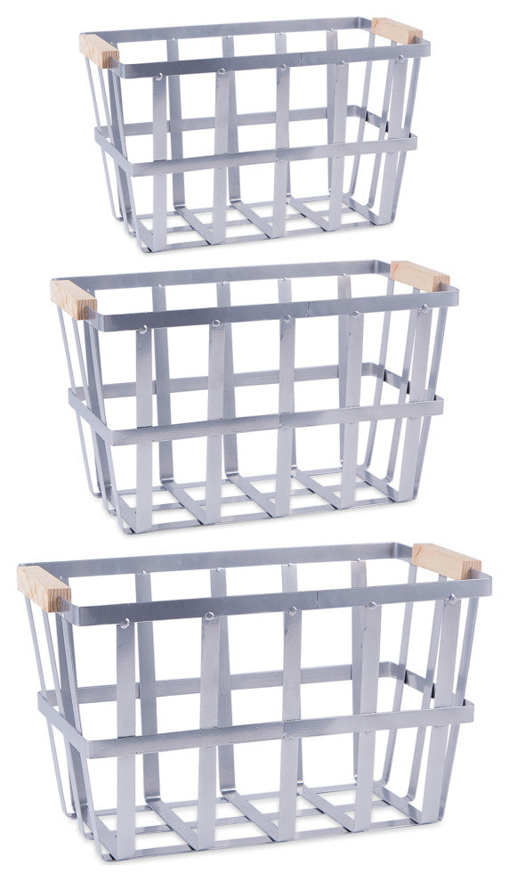 DII Asst Galvanized Metal Urban Modern Basket Set of 3