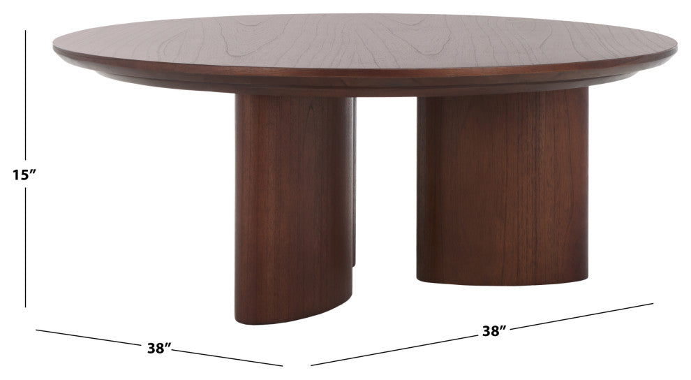 Safavieh Couture Barnard Round Wood Coffee Table, Walnut