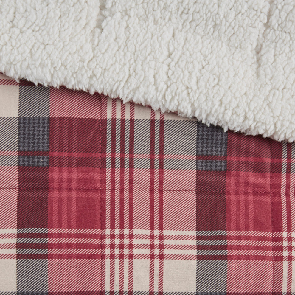 Woolrich Cottage Plaid 50x70" Berber Throw Blanket, Red