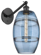 Ballston-Vaz 1-Light 8" Sconce, Arm Adjusts Up/Down, Matte Black, Princess Blue