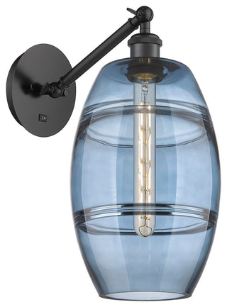 Ballston-Vaz 1-Light 8" Sconce, Arm Adjusts Up/Down, Matte Black, Princess Blue