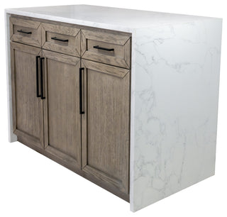 Palisade 48" Kitchen Island, Gray Oak, Engineered Marble