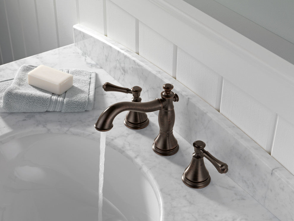 Delta Cassidy Two Handle Widespread Bathroom Faucet, Venetian Bronze