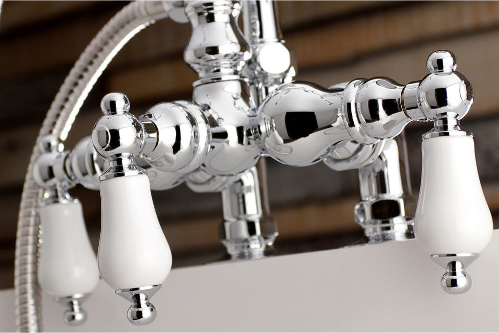 Aqua Vintage Clawfoot Tub Faucet With Hand Shower, Polished Chrome
