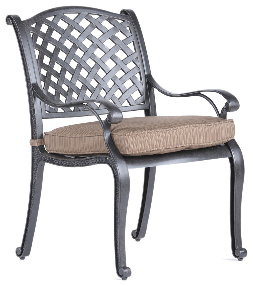 Stinson 9-Piece Aged Bronze Aluminum Square Dining Set With 8 Cushioned Chairs