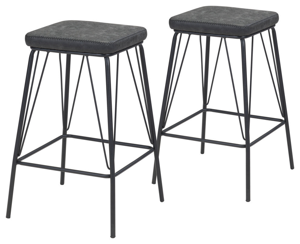 Samuel Counter Stool, Set of 2 Vintage Black