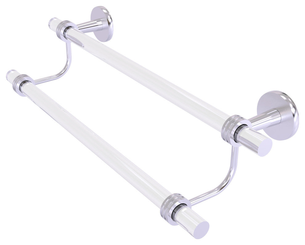 Clearview 24" Double Towel Bar with Dotted Accents, Satin Chrome