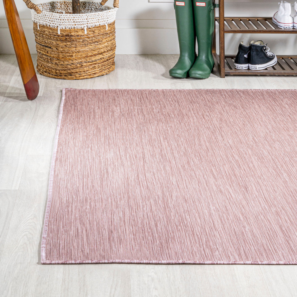 Ethan Modern Flatweave Solid, Pink, 9 X 12