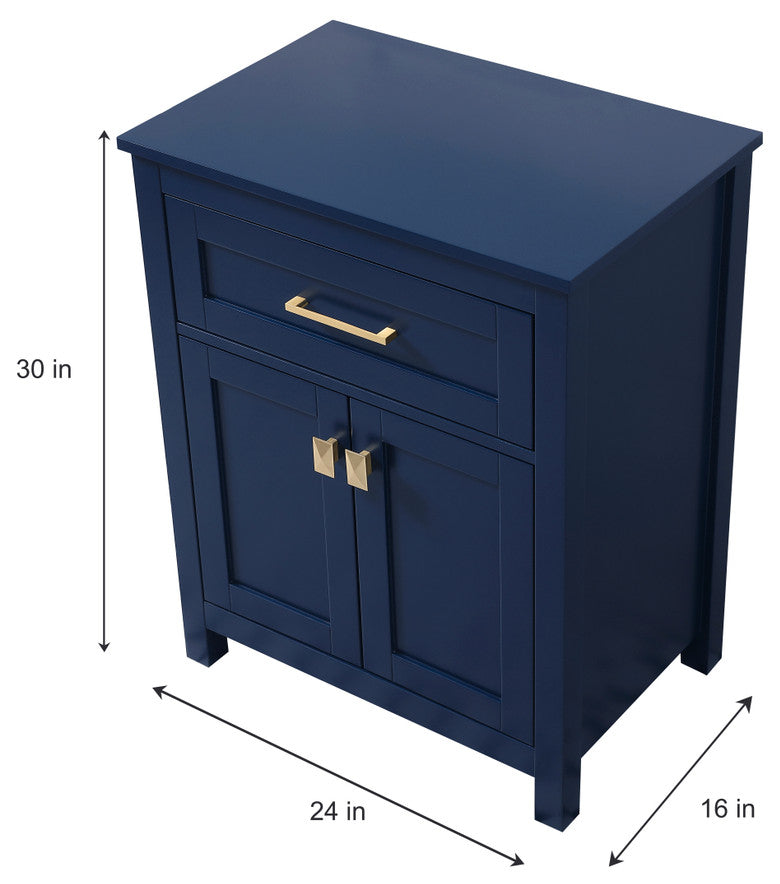 24" Wide Bathroom Storage Freestanding Cabinet, Blue
