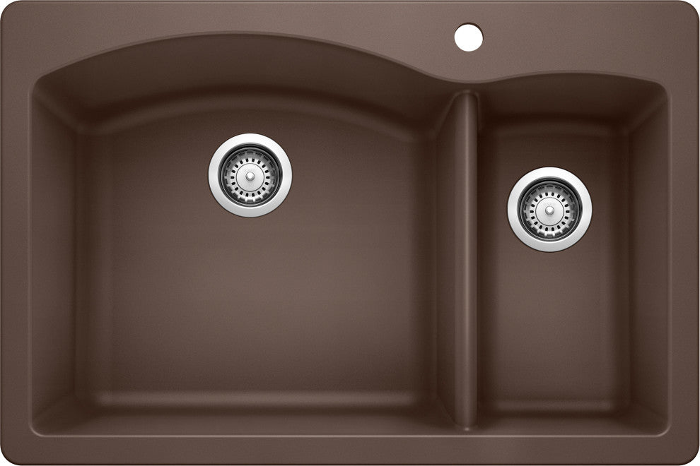 Blanco 440197 22"x33" Granite Double Dual-Mount Kitchen Sink, Cafe Brown, Single