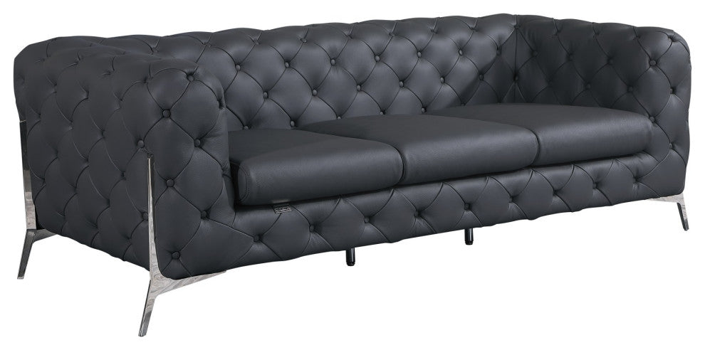 Angelica Italian Leather 2 Chair Set, Gray