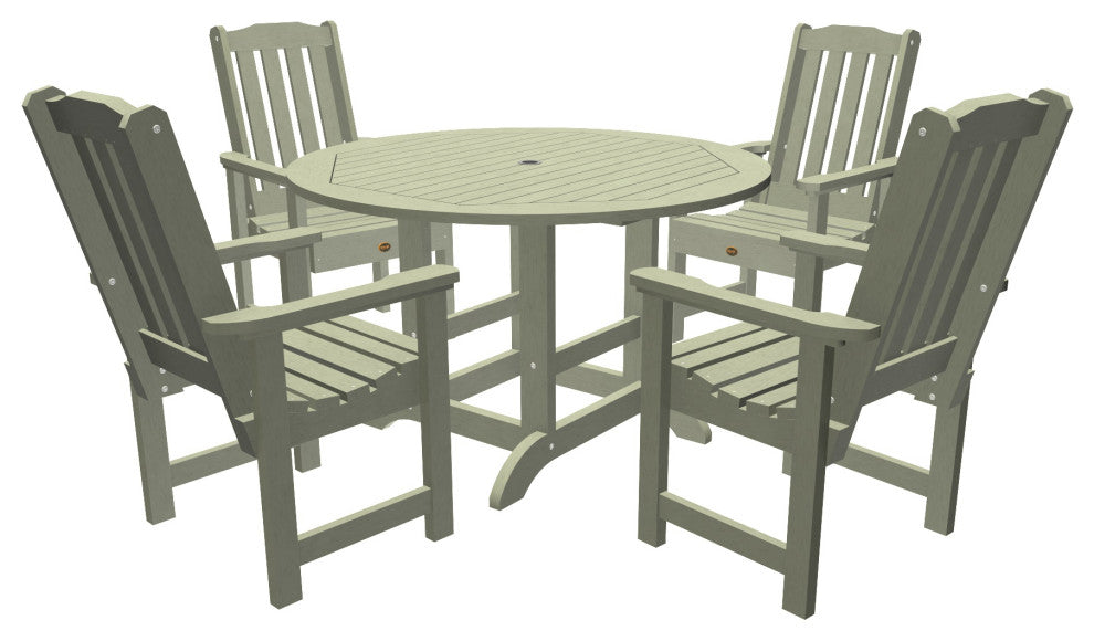Springville 5-Piece Round Dining Set, Weathered Acorn, Eucalyptus