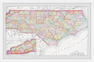 "Colored Map Ocean" Framed Painting Print, 36x24