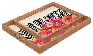 Bianca Green Chevron Flora 2 Rectangular Tray