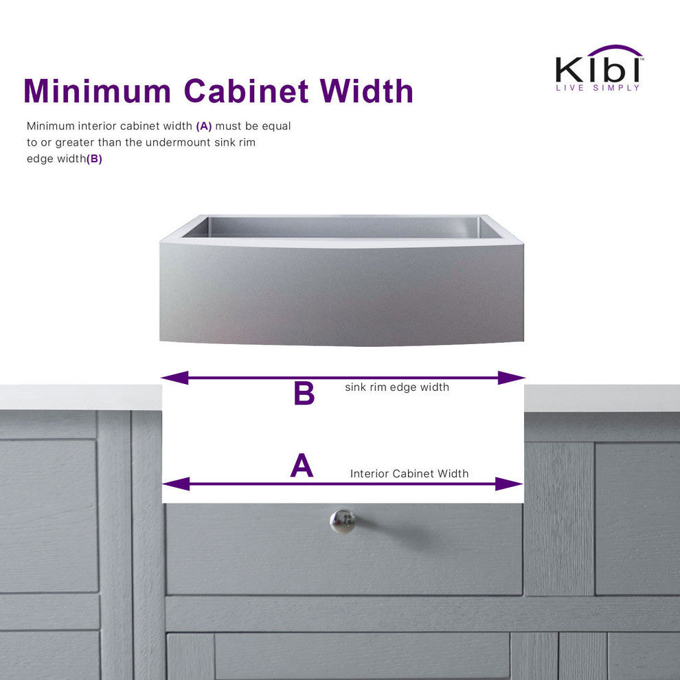 KIBI Farmhouse Apron Single Bowl Stainless Steel Workstation Kitchen Sink, 33"