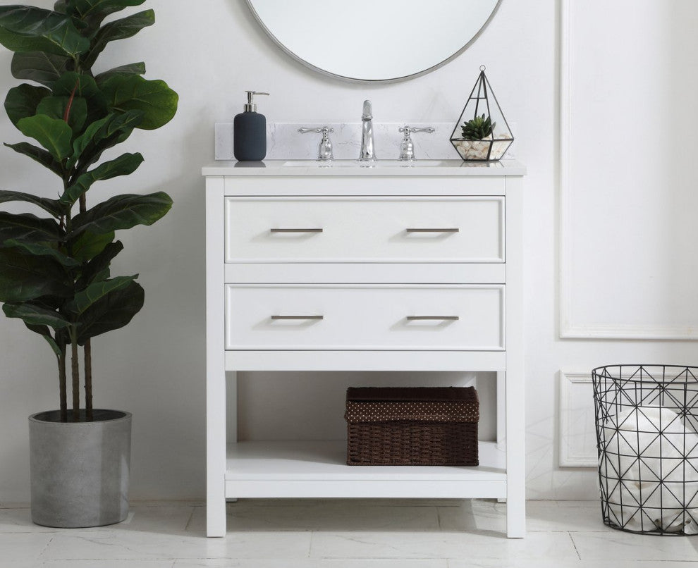 Skylar 30" Single Bathroom Vanity, White With Backsplash