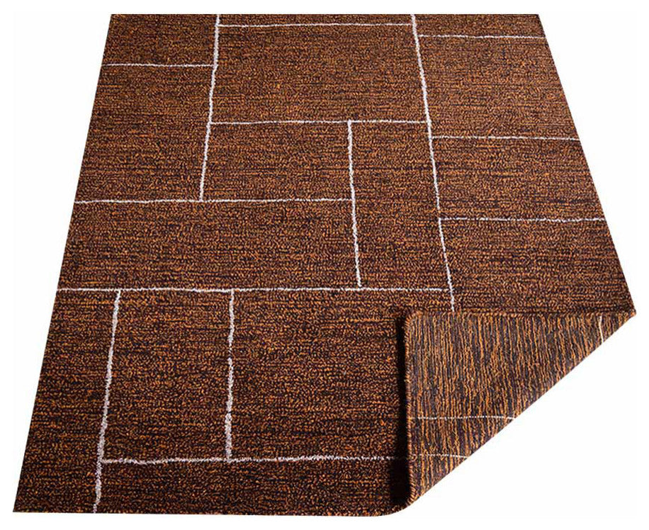 HAND KNOTTED LOOM SILK ECO-FRIENDLY RUGS-5'x8',Rectangle,Brown Beige,Geometric
