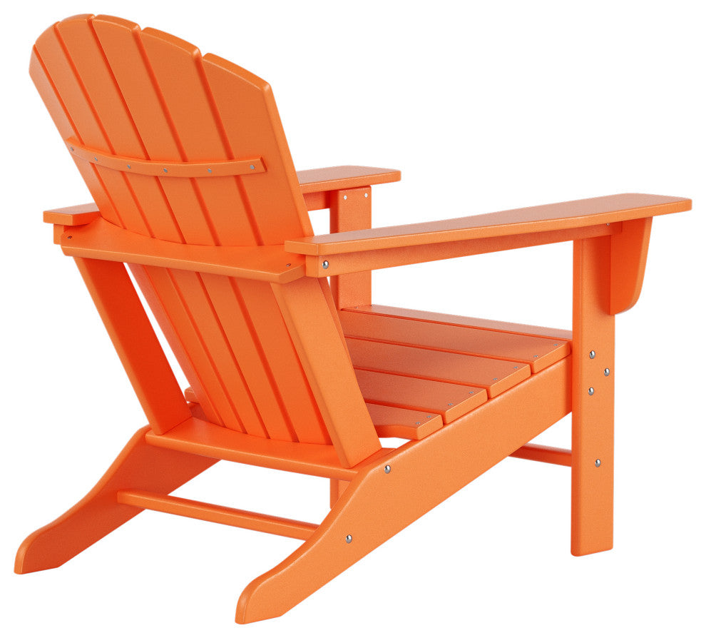 WestinTrends 2PC Outdoor Adirondack Poly Lumber Patio Chair, Side Table Set, Orange