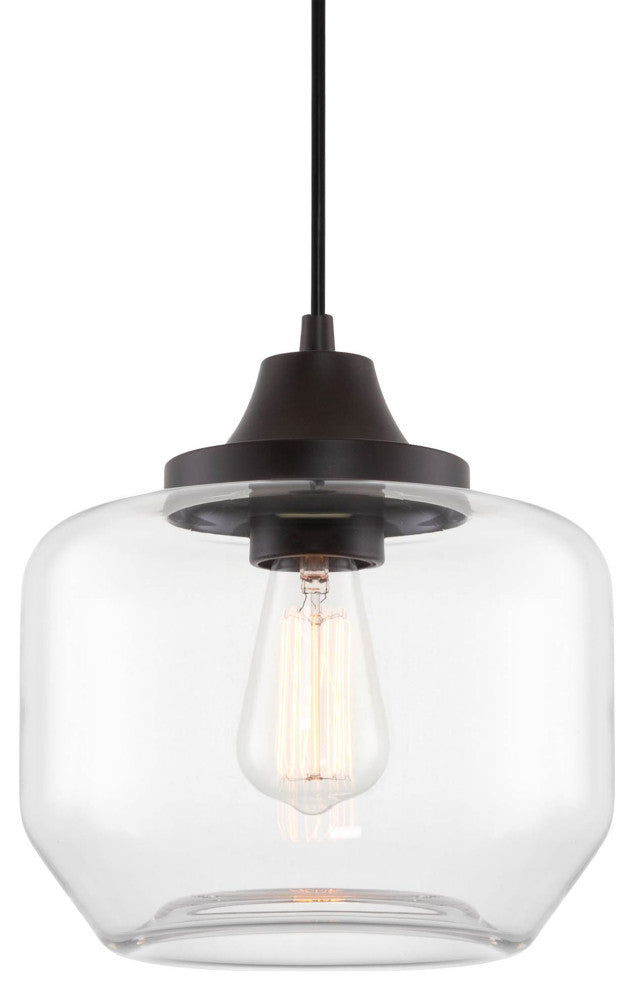 Kira Home Maia 10" Farmhouse Pendant Light, Schoolhouse Glass Shade, Adjustable