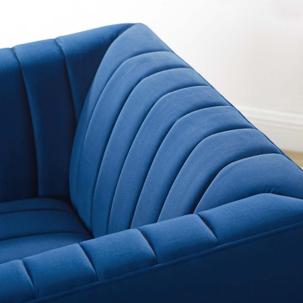 Tufted Armchair Accent Chair, Velvet, Blue Navy, Modern, Lounge Hospitality