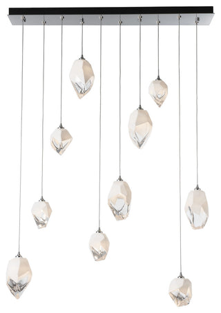 Chrysalis 10-Light Mixed Crystal Pendant Sterling Finish- Long, White Crystal