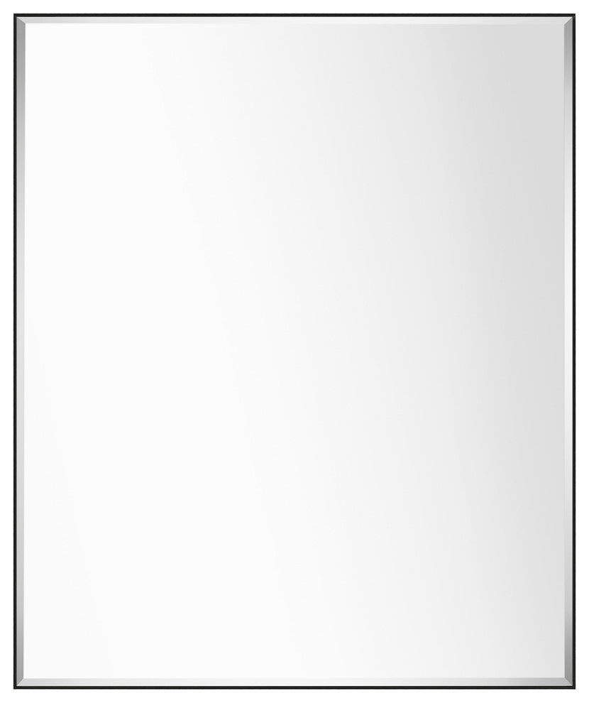 Rectangle Aluminum Framed Wall Mounted Mirror With Beveled Edge, Black, 30"x36"