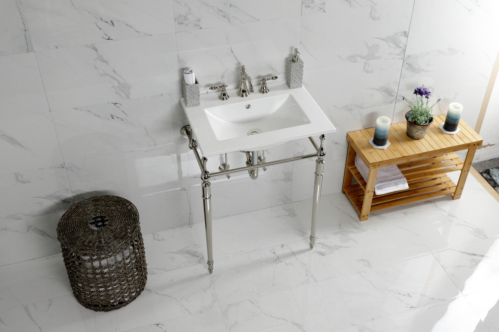 Fauceture KVPB24187W8PN 24" Console Sink, Legs, 8", 3 Hole