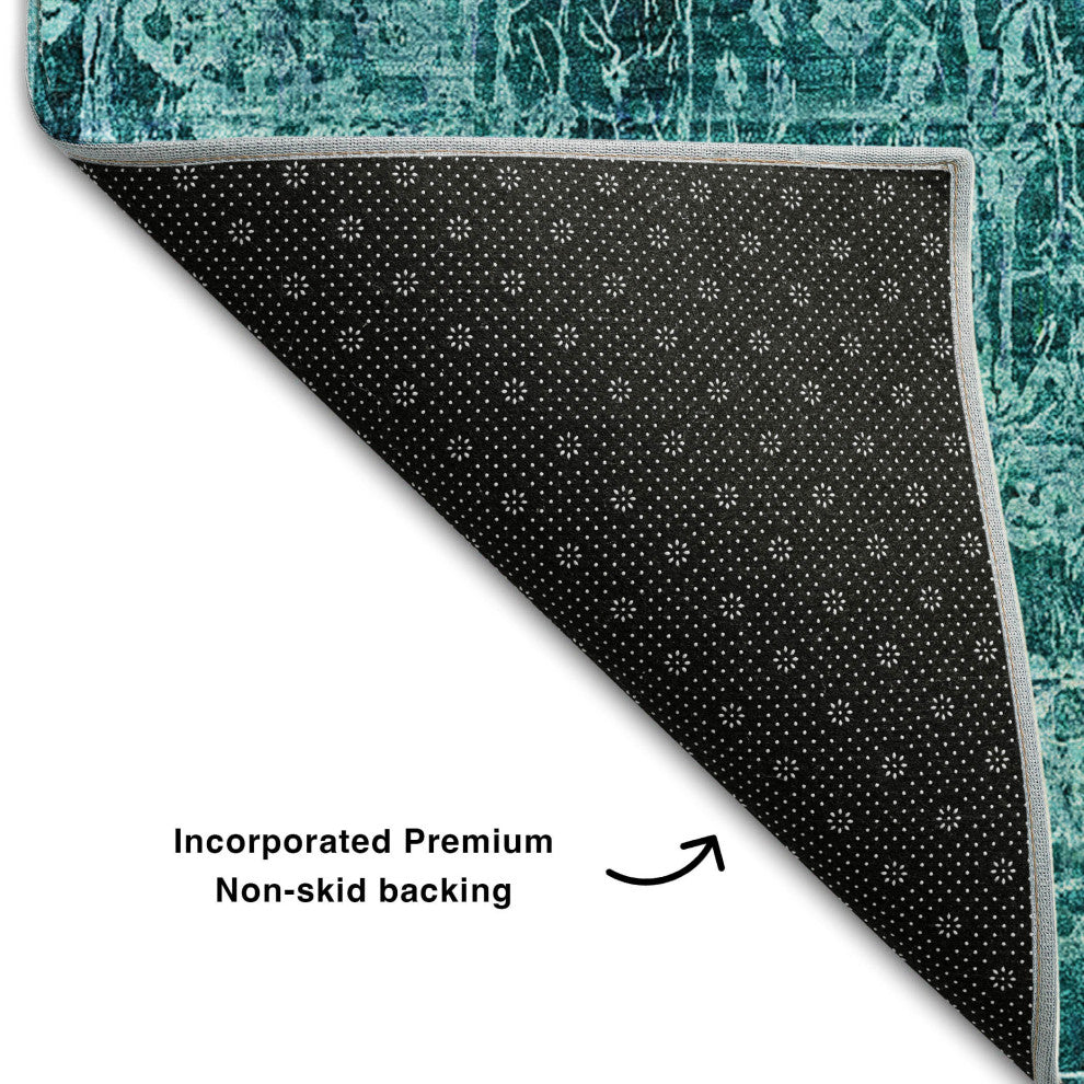 Premium Machine Washable Mayfield AMF559 Teal 10' x 14' Rug
