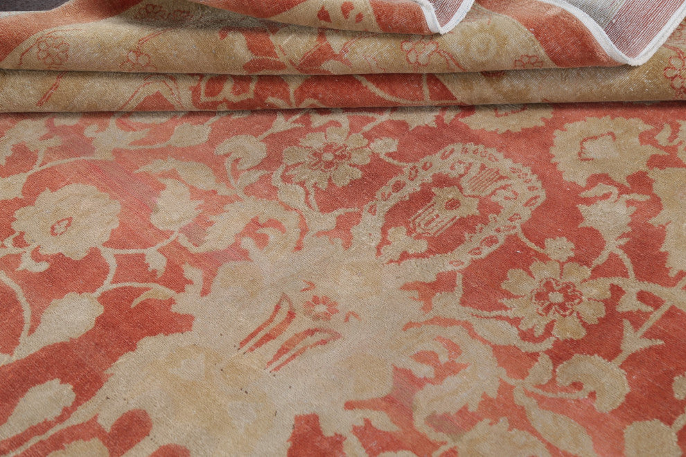 Rustic Style All-Over Hand Made Vegetable Dye Area Rug Oriental, Rust, 9 X 12