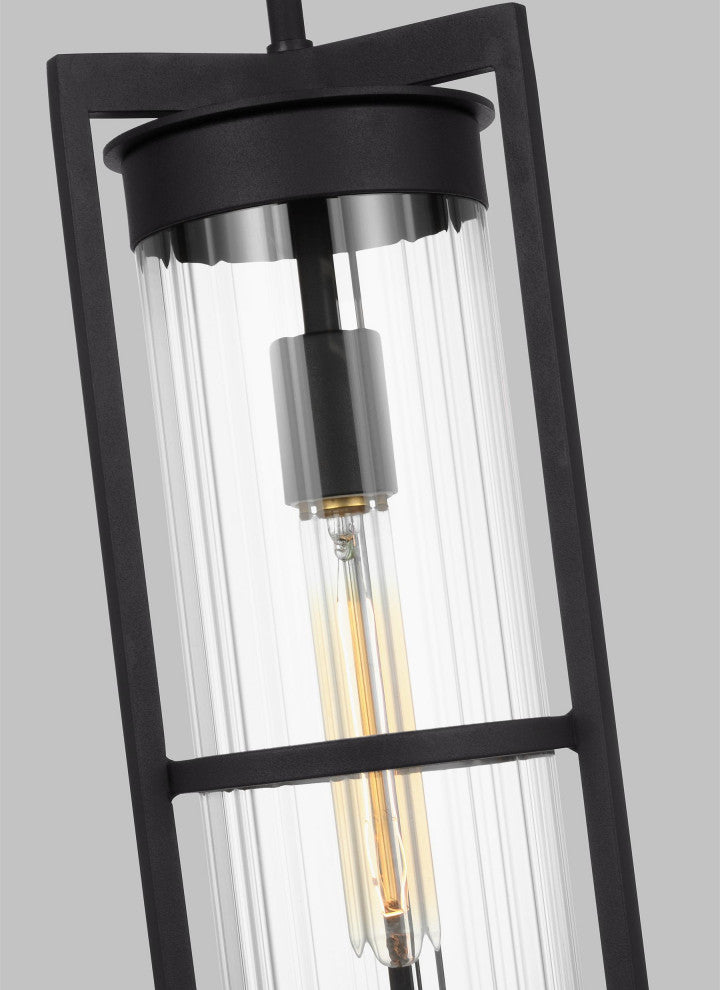 Alcona One Light Outdoor Pendant Lantern, Black
