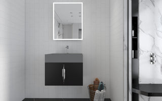 CastelloUSA Amazon 24" Wall Mounted Bathroom Vanity Set, Black, Gray Top, Brushed Nickel