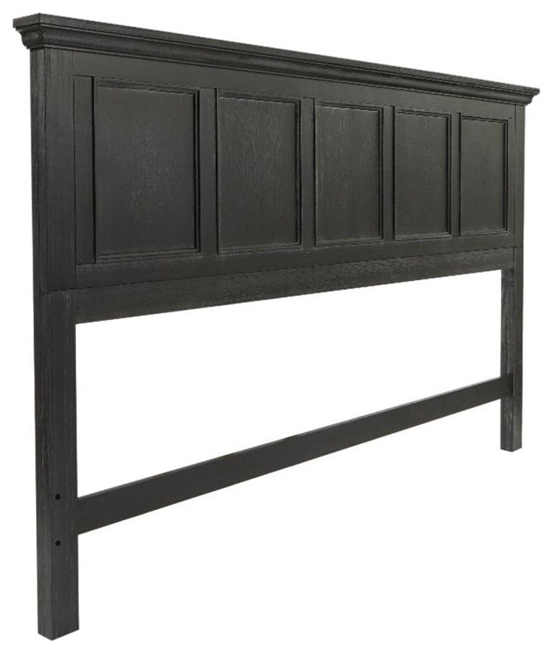 Farmhouse Basics King Bed Headboard in Wood Rustic Black