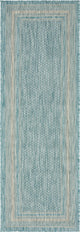 Unique Loom Aquamarine Soft Border Outdoor 2' 0 x 6' 0 Runner Rug