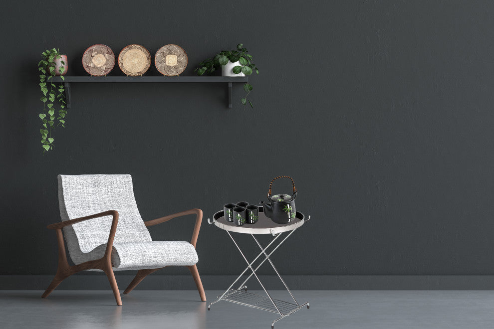 End Table With Magazine Rack, Black Tempered Glass