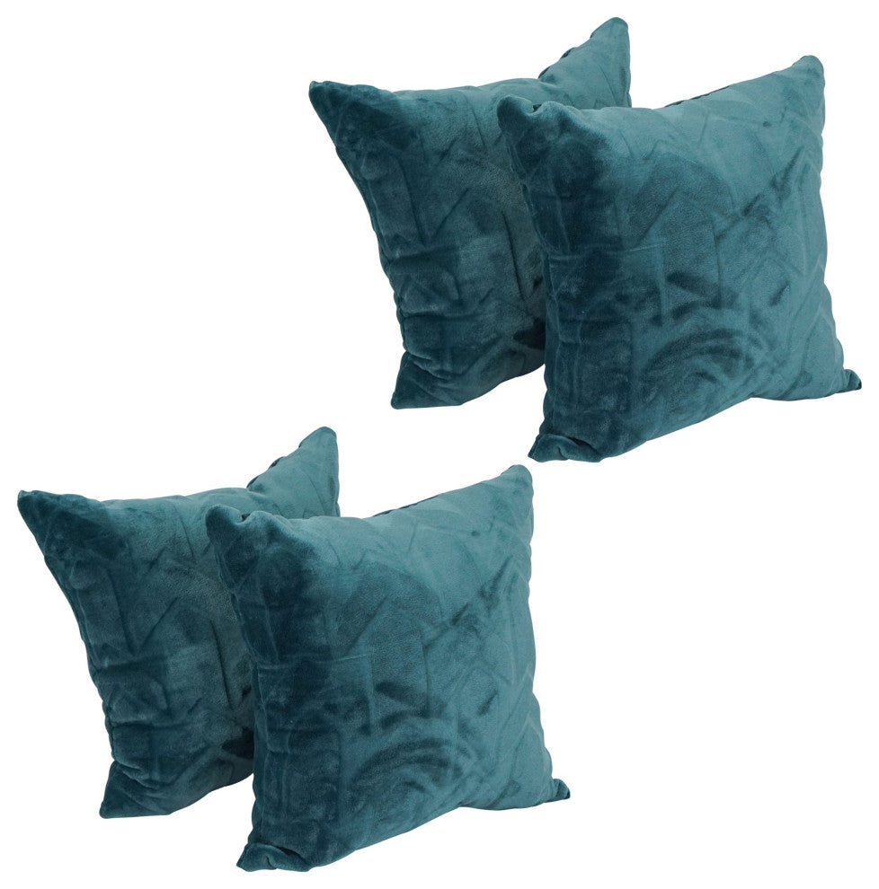 17" Jacquard Throw Pillows With Inserts, Set of 4, Agora Teal