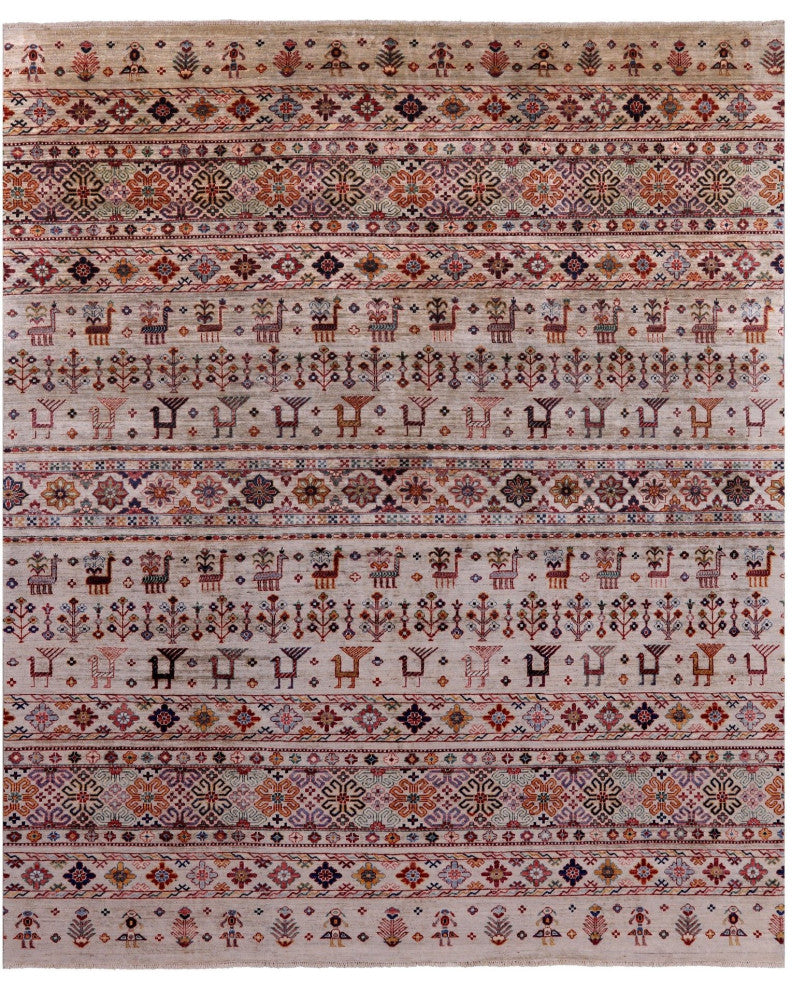 8' 1" X 9' 9" Tribal Persian Gabbeh Hand Knotted Wool Rug Q8072