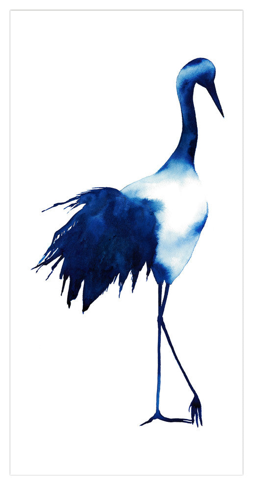 "Ink Drop Crane 1" Wall Art on Frameless Free Floating Tempered Glass Panel