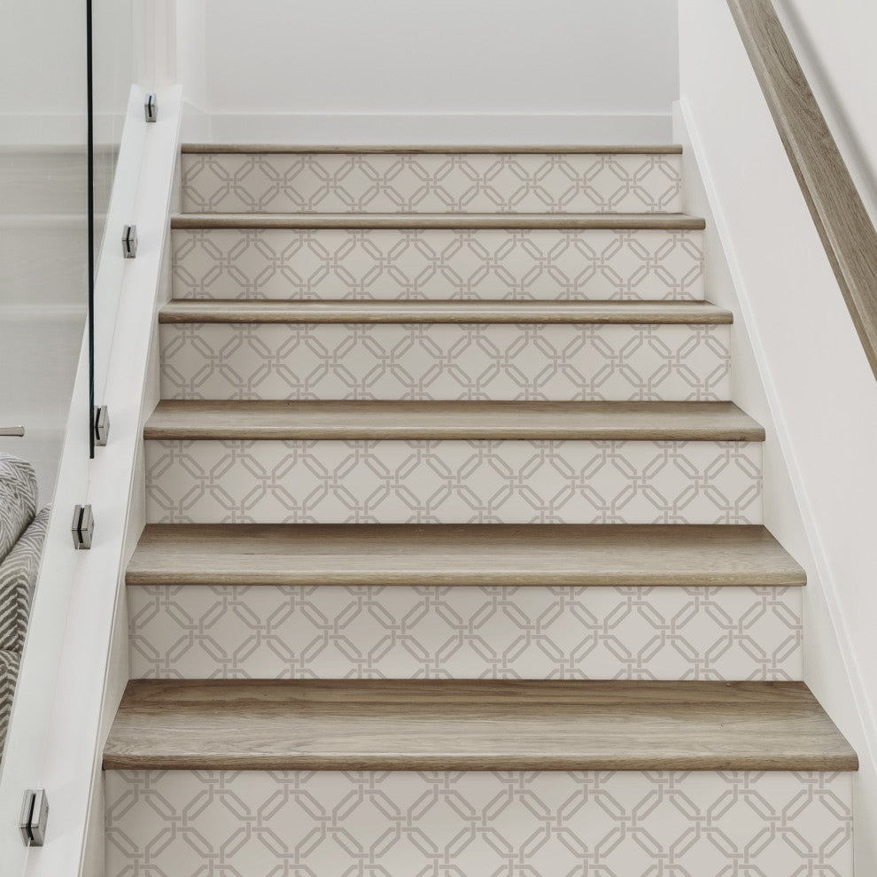 Octagon Links Peel and Stick Stair Riser Strips, Beige, 48"w X 7"h, 6 Pack