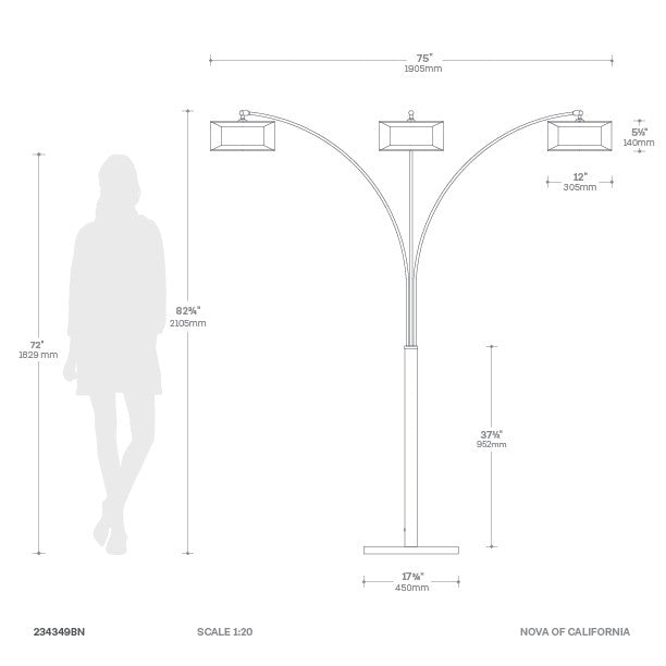 Amarillo 3 Light Arc Floor Lamp - Matte Black