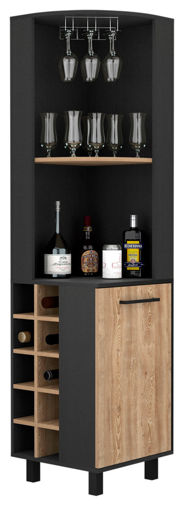 DEPOT E-SHOP Morocco Corner Bar, Black/Pine
