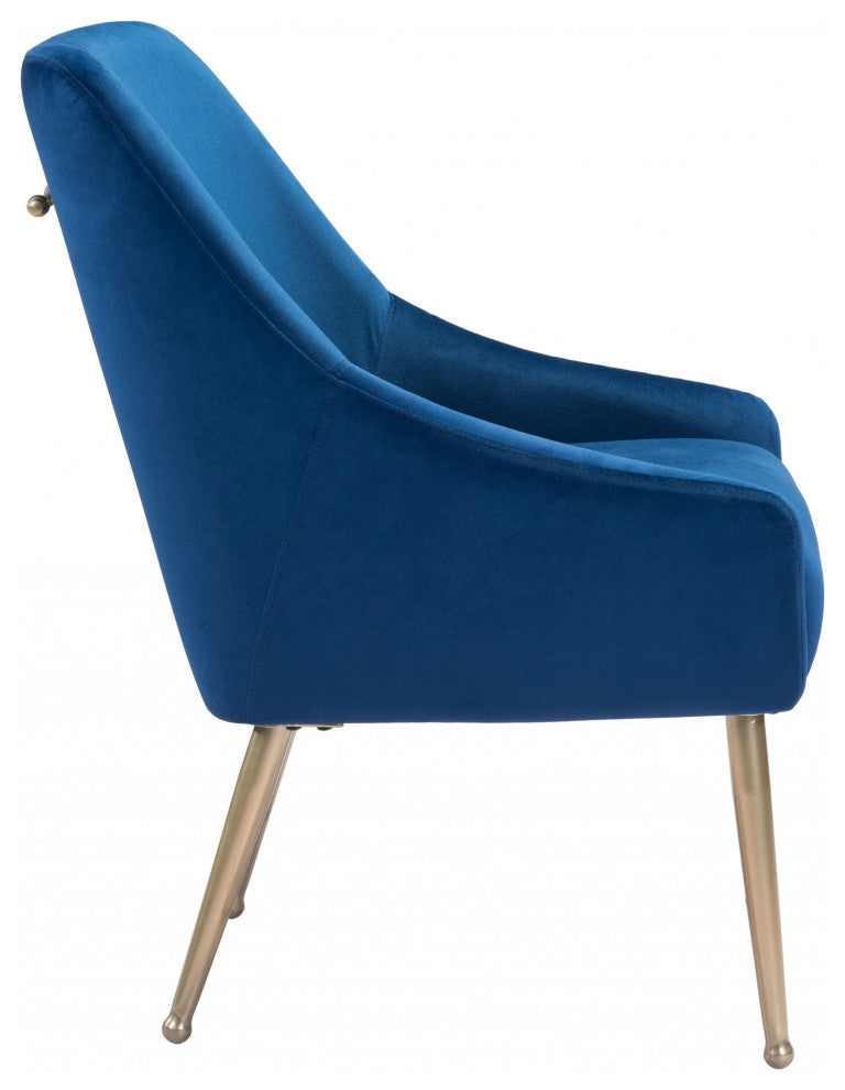 Gold and Blue Microfiber Comfy Armchair