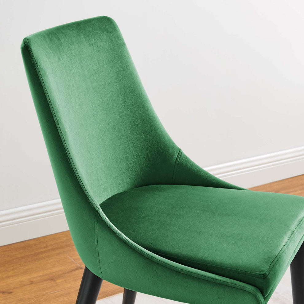 Viscount Accent Performance Velvet Dining Chairs, Set of 2, Emerald