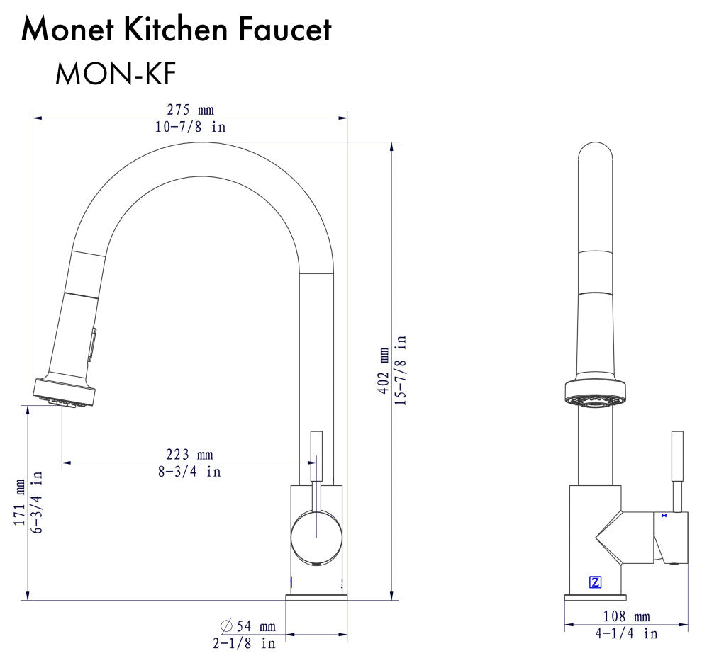 ZLINE Monet Kitchen Faucet in Matte Black (MON-KF-MB)
