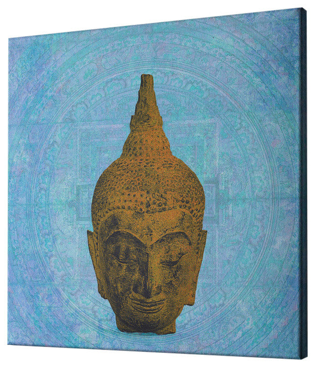 Epic Graffiti "Buddha on Blue" Giclee Canvas Wall Art, 18"x18"