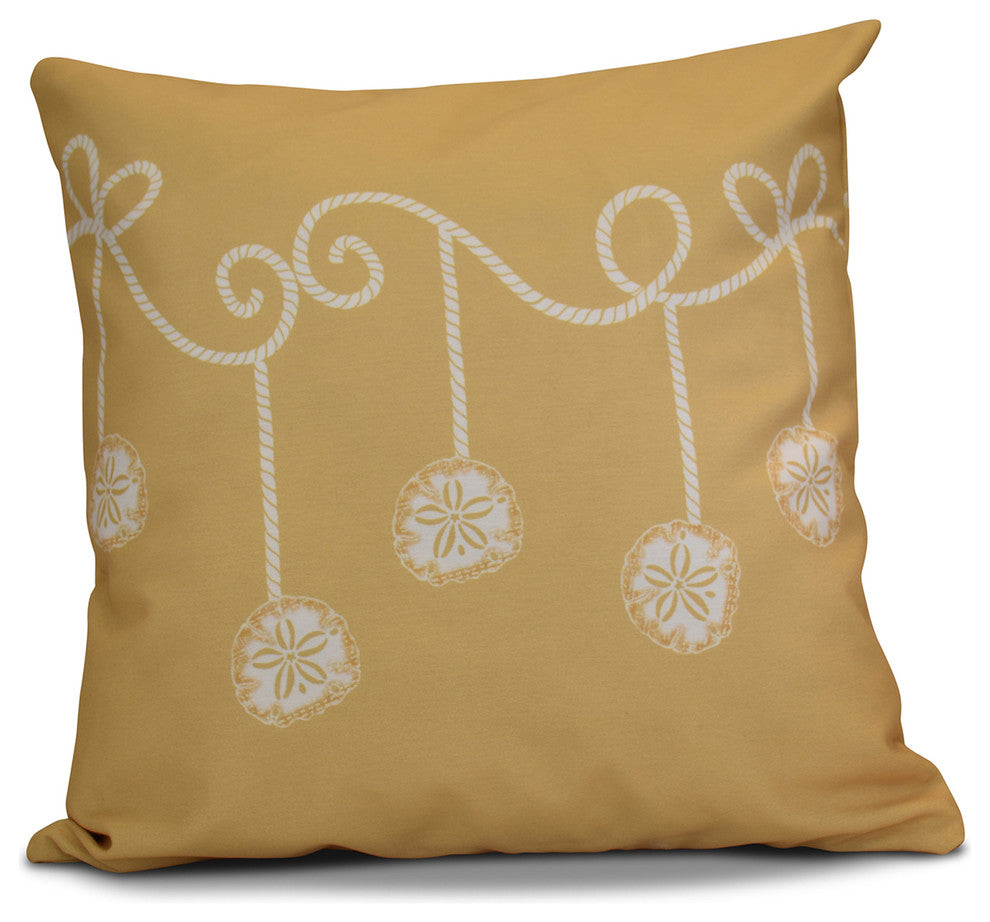 Decorative Holiday Pillow Geometric Print, Gold, 16"x16"