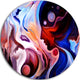 Watching Woman Painting, Abstract Round Wall Art, 36"