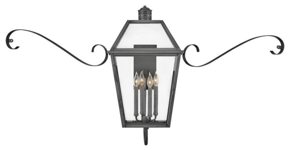 Hinkley Nouvelle Large Wall Mount Lantern, Blackened Brass