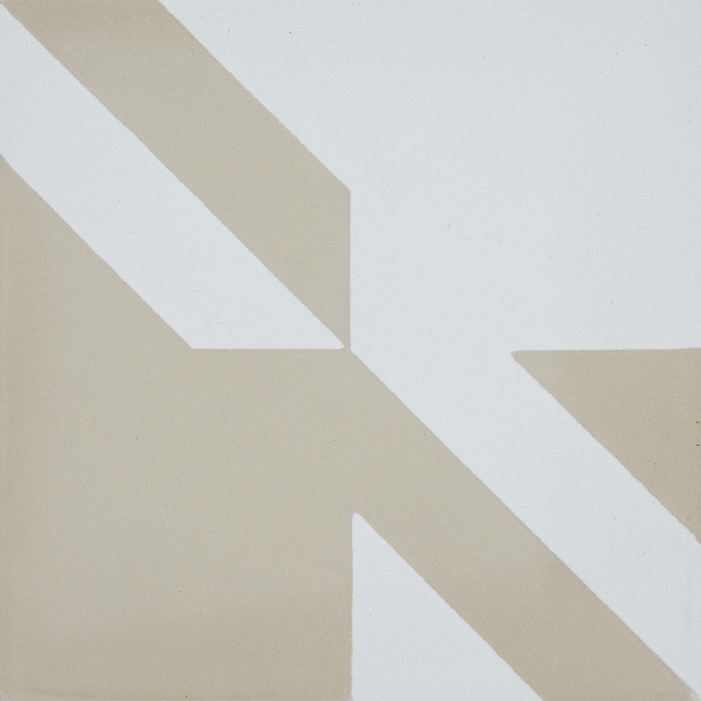 Tantan Handmade Cement Tile, Tan/White, Sample